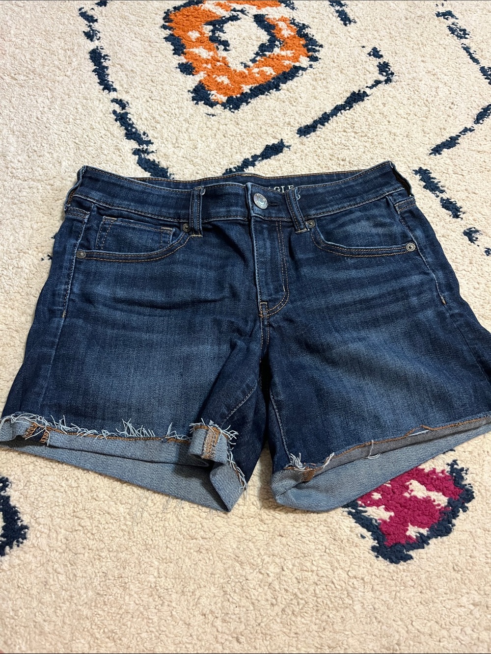American Eagle Outfitters Dark Blue Denim Rolled Cuff Shorts